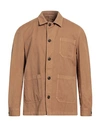 Brando Man Blazer Camel Size 42 Cotton, Linen In Beige