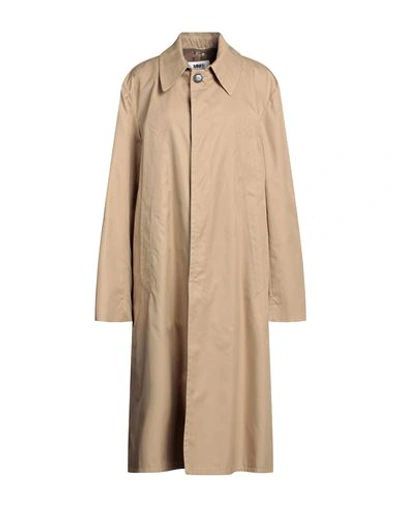 Mm6 Maison Margiela Woman Overcoat Khaki Size 14 Cotton In Beige