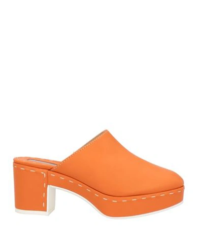 Baldinini Woman Mules & Clogs Orange Size 7.5 Leather
