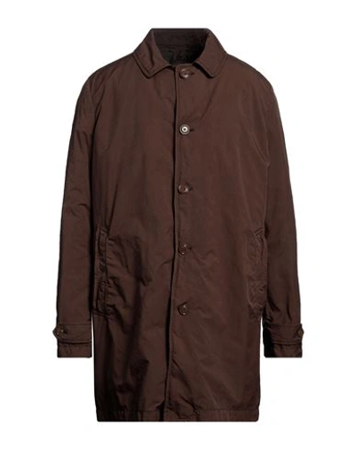 Aspesi Man Overcoat Brown Size Xxl Polyamide In Brown
