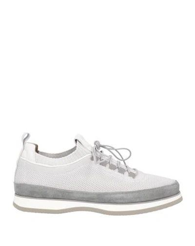 Baldinini Man Sneakers Light Grey Size 8.5 Leather, Textile Fibers