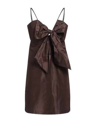 Emma & Gaia Woman Mini Dress Cocoa Size 8 Silk In Brown