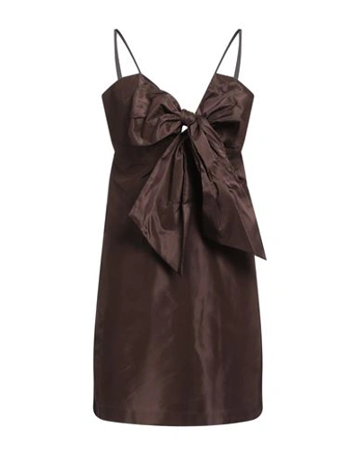 Emma & Gaia Woman Mini Dress Chocolate Brown Size 8 Silk