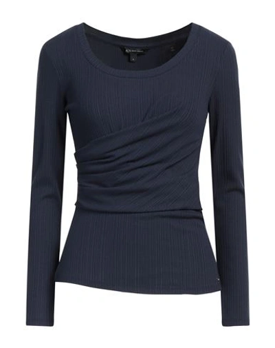 Armani Exchange Woman T-shirt Navy Blue Size L Viscose, Elastane