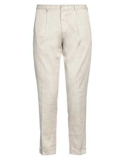 Santaniello Man Pants Off White Size 34 Linen, Cotton, Elastane