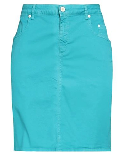 Siviglia Woman Mini Skirt Turquoise Size 34 Cotton, Elastane In Blue