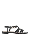 Baldinini Woman Sandals Black Size 11 Cowhide In Black