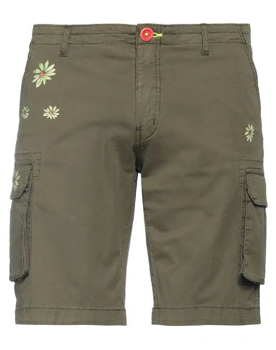 Shockly Man Shorts & Bermuda Shorts Military Green Size 34 Cotton, Elastane