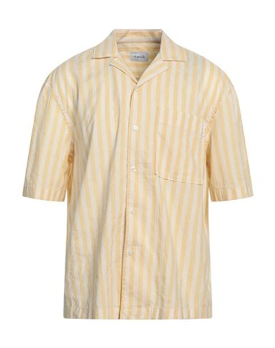 Amish Man Shirt Light Yellow Size L Cotton, Linen