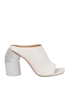 Off-white High-heel Leather Mules In White