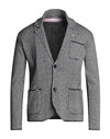 Grey Daniele Alessandrini Man Blazer Navy Size 44 Cotton, Acrylic In Navy Blue