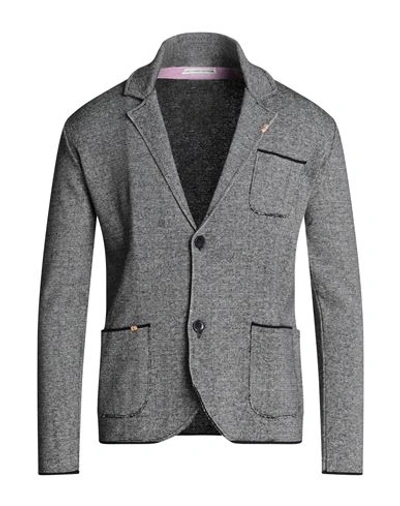 Grey Daniele Alessandrini Man Blazer Navy Size 44 Cotton, Acrylic In Navy Blue