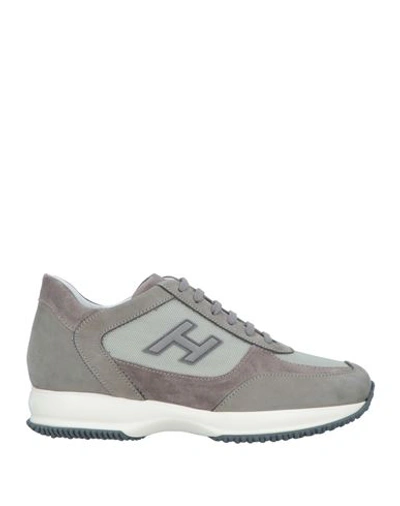 Hogan Man Sneakers Light Grey Size 9 Leather, Textile Fibers