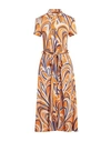 Siyu Woman Midi Dress Mandarin Size 4 Viscose, Elastane In Mandarin