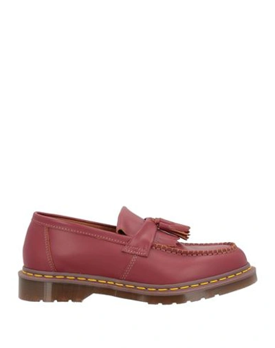 Dr. Martens Man Loafers Garnet Size 11 Leather In Red