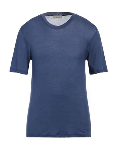 Laneus Man T-shirt Navy Size S Cotton In Navy Blue
