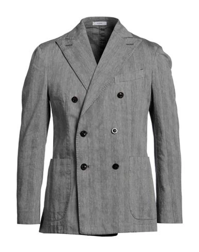 Boglioli Man Blazer Steel Grey Size 40 Cotton, Linen