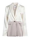 LUCKYLU  MILANO LUCKYLU MILANO WOMAN BLAZER CREAM SIZE 10 POLYESTER, ELASTANE