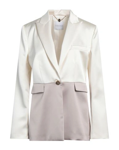 Luckylu  Milano Luckylu Milano Woman Blazer Cream Size 8 Polyester, Elastane In White