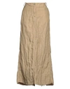 Masnada Woman Maxi Skirt Khaki Size 10 Cotton, Linen, Metal In Beige