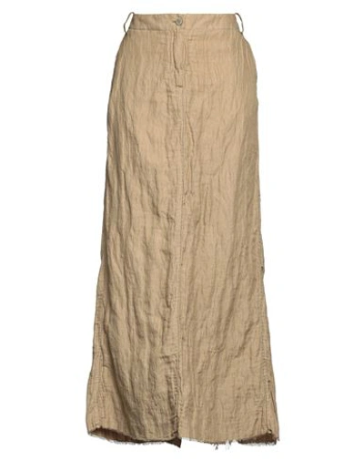 Masnada Woman Maxi Skirt Khaki Size 10 Cotton, Linen, Metal In Beige