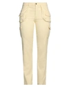 DES PHEMMES DES_PHEMMES WOMAN PANTS LIGHT YELLOW SIZE 8 COTTON, ELASTANE