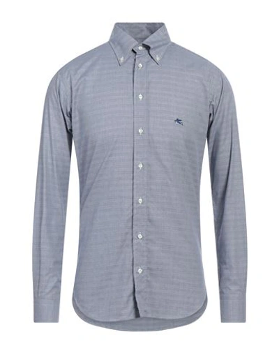 Etro Man Shirt Midnight Blue Size 15 ½ Cotton