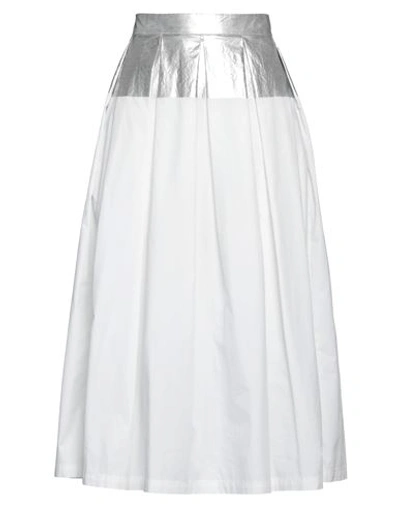 Department 5 Woman Midi Skirt White Size 39 Cotton
