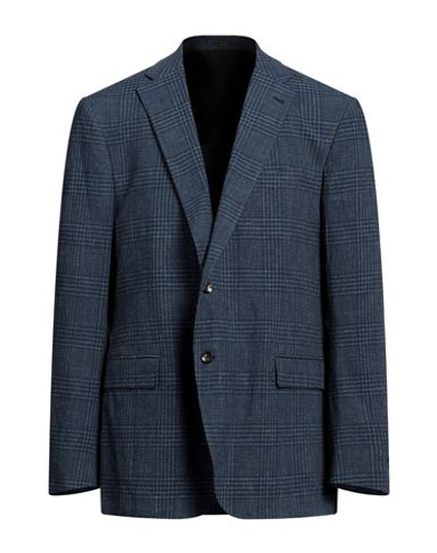 Lardini Man Blazer Navy Blue Size 50 Cotton, Linen, Elastane