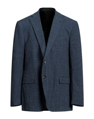 Lardini Man Blazer Navy Size 50 Cotton, Linen, Elastane In Navy Blue