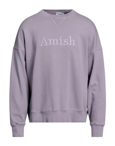 AMISH AMISH MAN SWEATSHIRT MAUVE SIZE L COTTON