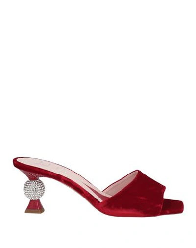 Roger Vivier Woman Sandals Red Size 9 Textile Fibers In Claret
