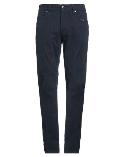 Jeckerson Man Pants Navy Blue Size 42 Cotton, Elastane