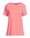 Cristinaeffe Woman T-shirt Salmon Pink Size M Cotton