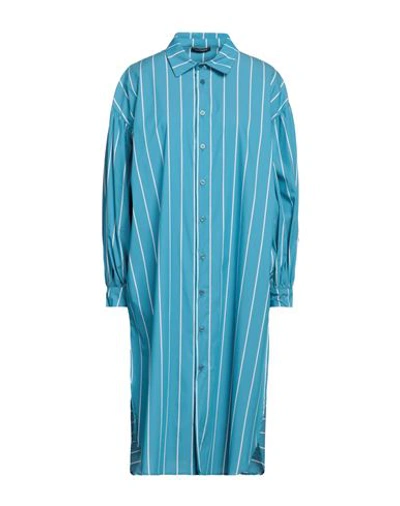 Cristinaeffe Woman Shirt Azure Size S Cotton, Nylon, Elastane In Blue