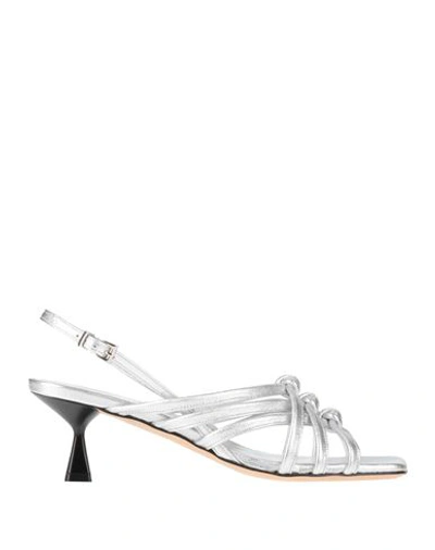 Guglielmo Rotta Woman Sandals Silver Size 10.5 Soft Leather