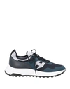 Hogan Man Sneakers Midnight Blue Size 9 Leather, Textile Fibers In Blue