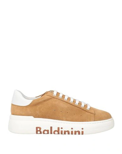 Baldinini Woman Sneakers Camel Size 11 Leather In Beige
