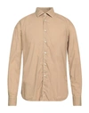 Xacus Man Shirt Beige Size 17 Cotton In Beige