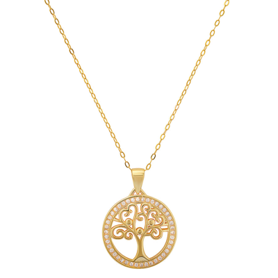 Kylie Harper 14k Gold Over Silver Cz Tree Of Life Pendant In Gold-tone