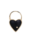 YVONNE LÉON 9K YELLOW GOLD CREOLE CADENAS COEUR ONYX SINGLE DROP EARRING