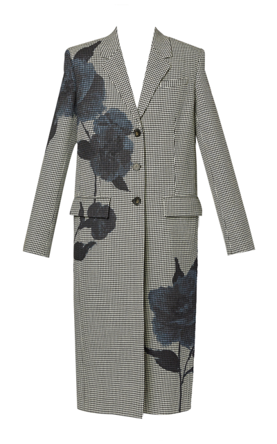 Erdem Wool Floral-printed Coat In Blue