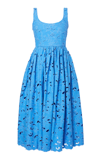 Erdem Cotton Lace Drop Waist Midi Dress In Blue