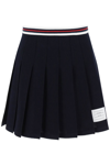 THOM BROWNE THOM BROWNE PLEATED MINI SKIRT IN TESTURIZED COTTON KNIT WOMEN