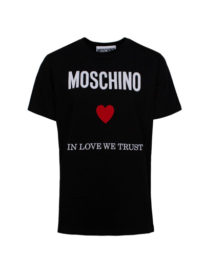 Moschino Logo Printed Crewneck T In Black
