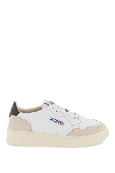 Autry Medalist Low Sneakers In Leather And Suede In White Navy