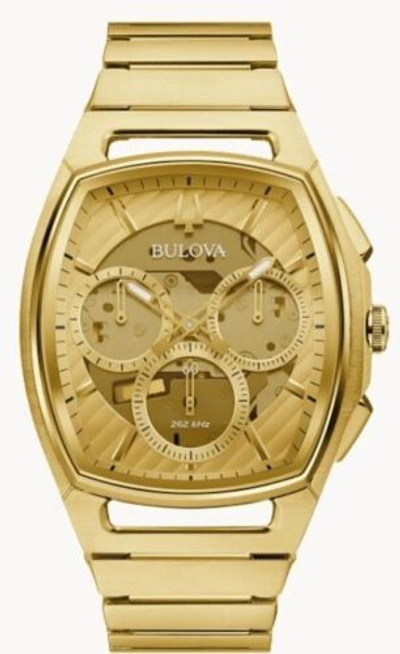 Pre-owned Bulova Men's Quartz Gold-tone Chronograph 42mm Watch 97a160
