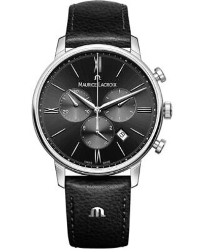 Pre-owned Maurice Lacroix Eliros Chronograph Black Men's Watch El1098-ss001-310-1