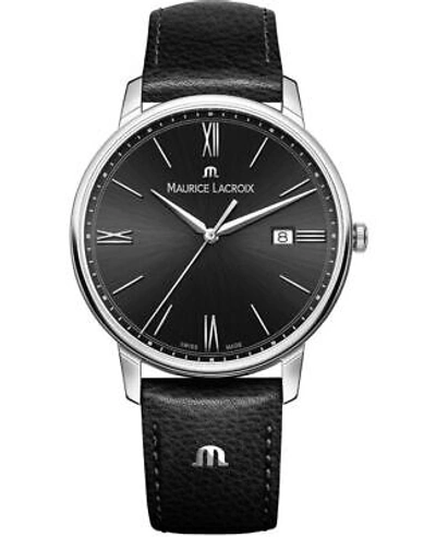 Pre-owned Maurice Lacroix Eliros Black Dial Leather Men's Watch El1118-ss001-310-1
