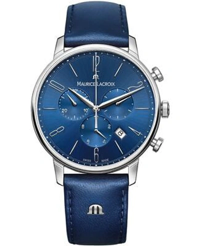 Pre-owned Maurice Lacroix Eliros Chronograph Blue Men's Watch El1098-ss001-420-4
